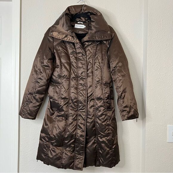 Hilary Radley Puffer Down Coat Size Small Shiny Brown - Picture 4 of 10